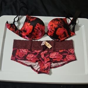 Victoria's Secret Vibrant Floral Bra And Hiphugger Set